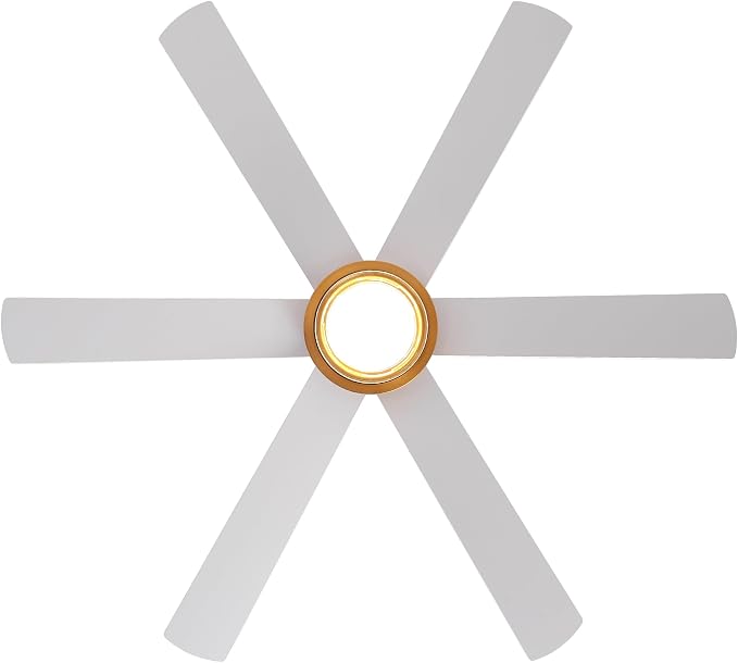 54" Gold Ceiling Fan with Lights and Remote, Modern White & Gold Ceiling Fan, Quiet DC Motor, 6-Speed Reversible Fan, Dimmable LED, Luxury Ceiling Fan for Bedroom Living Room Dining Room