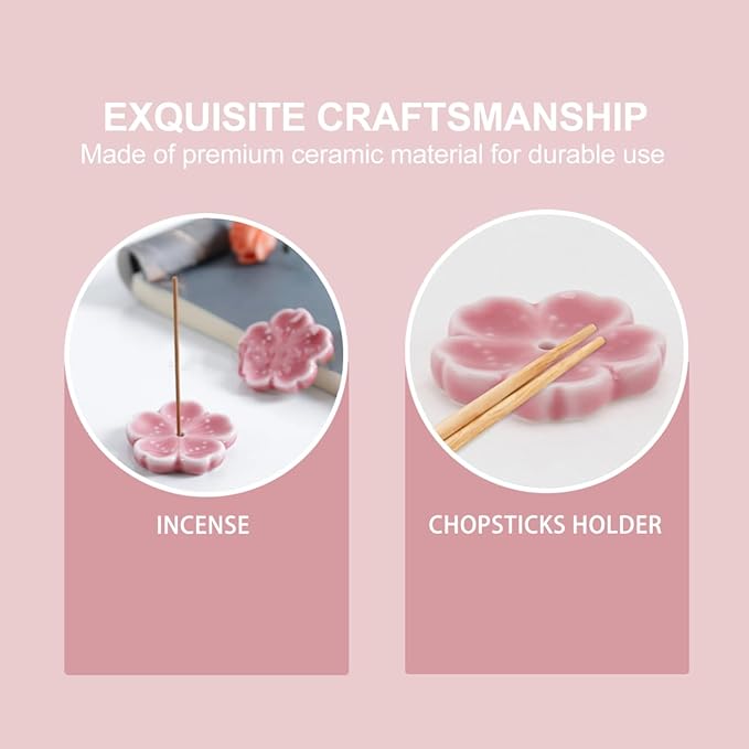 IMIKEYA 4pcs Cherry Blossom Ceramic Incense Holder Incense Stick Burner Incense Stick Porcelain Holder Decoration for Home Flower Chopsticks Rest Pottery Dishes Tray Ceramics Delicate