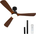 Ceiling Fans with Lights, Solid Wood Blade, 45 W Reversible DC Motor <20 dB Ultra-Quiet for Home Living, 3 CCT, 6 Speeds, 6200 CFM, 52 Inch Suitable for Indoor and Outdoor