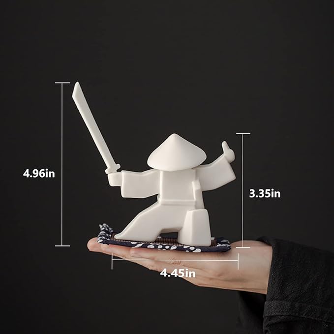 LYART Tea Pet Warrior Statue Figurine Tea Ornament Accessories Cute Kung Fu Tea Decoration Gift for Tearoom Home Office Children's Day Gift for Tea Lover (White1 and White2)