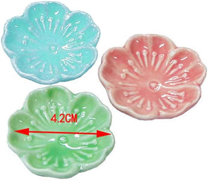 6Pcs Small Ceramics Tower Incense Tray Holder Cherry Blossoms Design Incense Cones Holder Plate Dish Incense Cones Burner Tray Fragrance Accessories for Yoga Room Home Use, Random Color