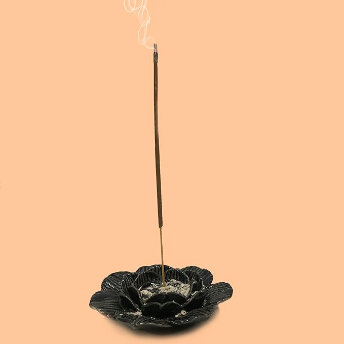 Aakriti Premium Wooden Handmade Incense Holder Incense Burner Aromatherapy Ornament Home Decor Meditation Yoga Incense Holder Unique Design (Black Lotus)