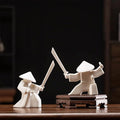 LYART Tea Pet Warrior Statue Figurine Tea Ornament Accessories Cute Kung Fu Tea Decoration Gift for Tearoom Home Office Children's Day Gift for Tea Lover (White1 and White2)