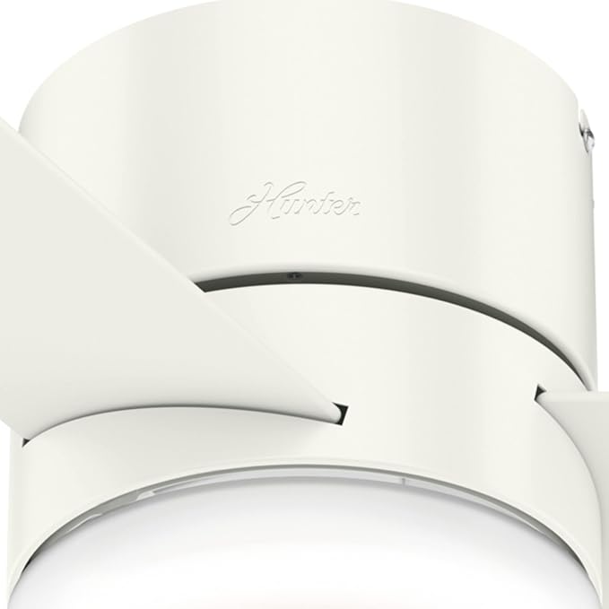 Hunter Minimus, Indoor, Ceiling Fan, with LED Light, 44 inch, Fresh White | Modern, Low Profile Flush Mount, Remote Control, 3 Blades, For Bedroom, Living Room, 59452
