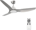 52 Inch DC Motor 3 Blade Modern Silver Ceiling Fan with Light and Remote | Quiet, 6 Speed High CFM, Indoor Ceiling Fan for Bedroom Living Room Porch