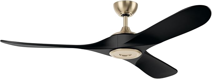 KICHLER Mylo 60 in Modern Ceiling Fan with Light and Remote Control, Solid Wood Blades in Champagne Bronze with Satin Etched Cased Opal Glass, 6-Speed for Bedroom Living Room, 310560CPZ