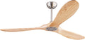 QUTWOB 60" 3-Blade Wood Ceiling Fan No Light with Remote, Indoor Outdoor | solid raw wood blades, quiet dc inverter motor, 6-speed reversible remote, no light, for indoor outdoor patio garage