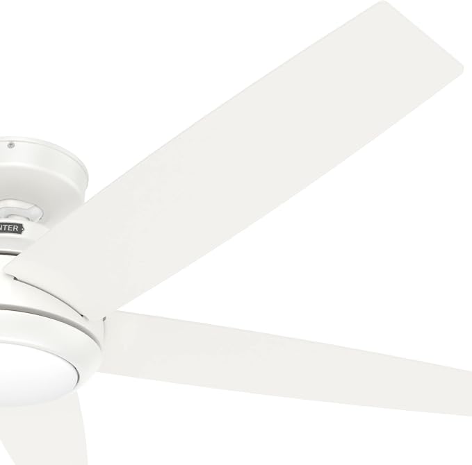 Hunter 52 inch Indoor Ceiling Fan with LED Light and Remote Control - White Ceiling Fan, Standard Mount, 5 Blades, For Bedroom, Living Room, or Kitchen, Quiet - Zayden 51697, Fresh White