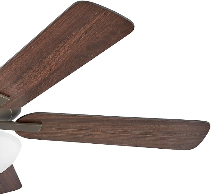 Hinkley Metro 52" LED Indoor Dual Mount Ceiling Fan with Light, Traditional Style, Reversible Wooden Fan Blades, Metallic Matte Bronze and Walnut, Remote Sold Separately