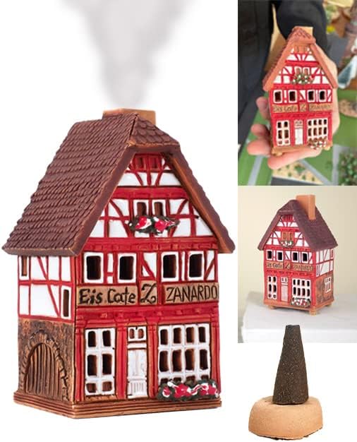 Ceramic Houses and Villages Collection - Miniature of The Original House in Lauterbach, Germany - Cone Incense Holder S19-4