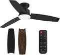 Conciseer Modern 42 Inch Ceiling Fans with Lights and Remote for Bedroom Office, Flush Mount, 18W 6CCT Dimmable, Dual Color 3 Blades 6 Speed FReversible Quiet DC Motor Black/Wood Grain