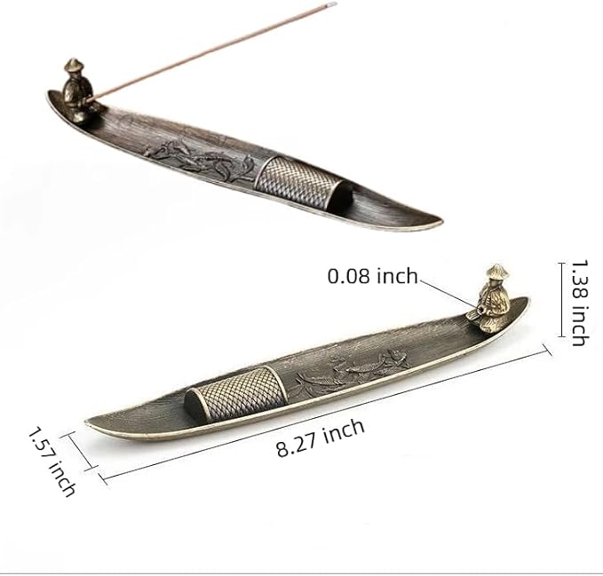 Incense Holder-Incense Burner-Home Ash Catcher Fisherman's Fishing Boat Incense Holder Home Decor (Zinc Alloy 2PCS)