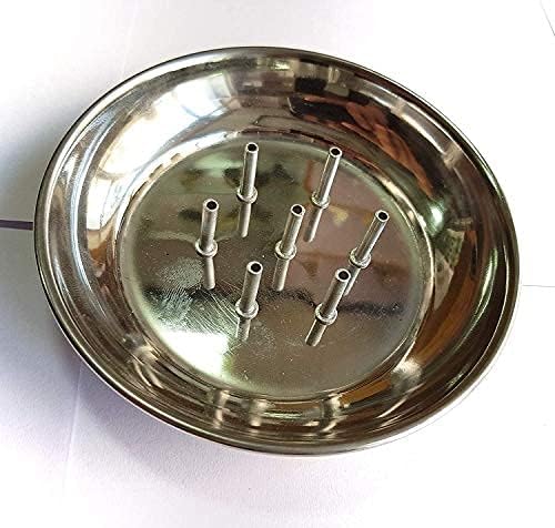 Indian Craftsidea Stainless Steel Incense Holder with ash Catcher Plate (Pack of 1),Stand Incense Sticks Holder Ash Catcher Incense Holder Made Stainless Steel