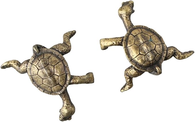 2pcs Antique Copper Kung Fu Turtle Stick Incense Holder, Small Turtle Incense for Aromatherapy, Yoga, Meditation, Mini Cute Animal Statue Home Incense Holder