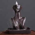 YYW Statue Backflow Incense Holder Incense Burner Waterfall Aromatherapy Ornament Home Decor with Incense Cones and Incense Stick (Black)