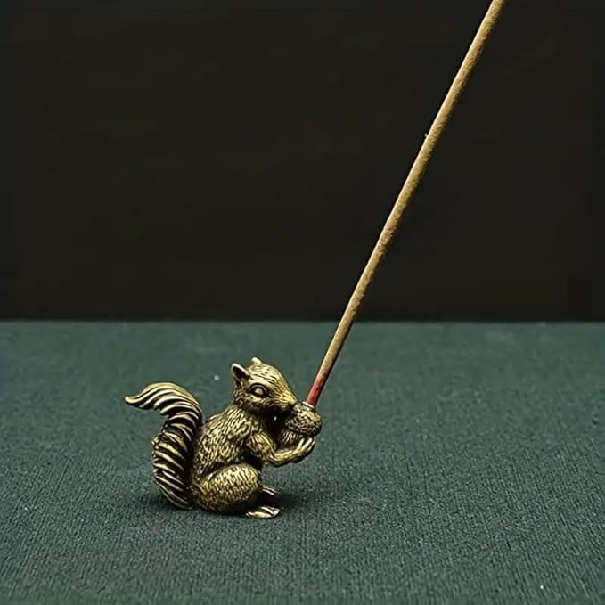 2Pcs Antique Squirrel Ornament Solid Copper Statue Figurines Brass Squirrels Nuts Tea Pet Incense Holder Desk Decoration