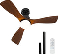 42 Inch Ceiling Fans with Lights and Remote Control, Walnut Ceiling Fan with Light for Bedroom, Living Room, Covered Outdoor, 6 Speeds Reversible Noiseless DC Motor, 3CCT, Dimmable LED Light