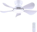 Kviflon 32 Inch Modern Ceiling Fans with Lights, Small Flush Mount Ceiling Fan with Light Remote Control, 5 Reversible 6 Speeds Curved Blades, 3 CCT Dimmable Lights for Bedroom Kids Room, White