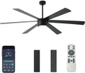 SHOWDI Black Ceiling Fans with Lights and Remote, Quick Installation, 72 in | 2 Blade Color, Metal Material, App Remote Control, Timer, Reversible, 3CCT, Dimmable for Bedroom, Living room, Indoor