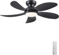 PHORUS 42"Black Low Profile Flush Mount Ceiling Fans with Lights and Remote | Super Large Airflow with 6 Wind Speeds, Reversible, Dimmable 3 CCT LED, 30W Noiseless DC Motor,Timer, for Bedroom Kitchen