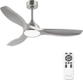 52 Inch Modern 3 Blade Silver Ceiling Fan with Lights Remote Control | Quiet DC Motor, 6 Speed High CFM, Indoor Ceiling Fan for Bedroom, Office, Living Room
