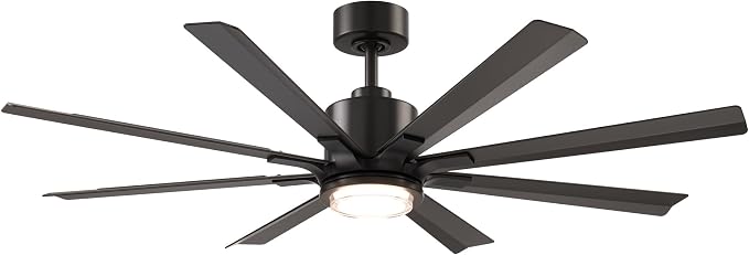 Modern Forms Size Matters Indoor or Outdoor 8-Blade 56in Smart Ceiling Fan in Bronze with Adjustable CCT 2700-3000-4000-5000K LED Light Kit and Remote Control
