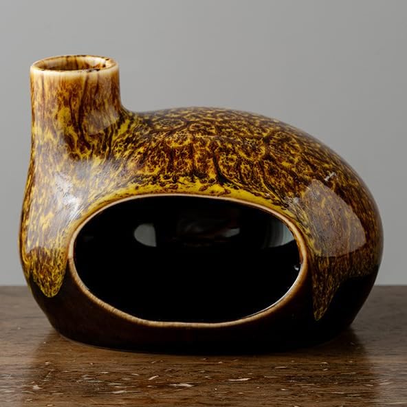 Handcrafted Ceramic Palo Santo Holder – Artistic Incense Burner for Meditation, Mindfulness and Zen Home Decor – Wabi-Sabi Style Cone Sculpture, Gift for Yoga, Relaxation & Aromatherapy (Yellow)