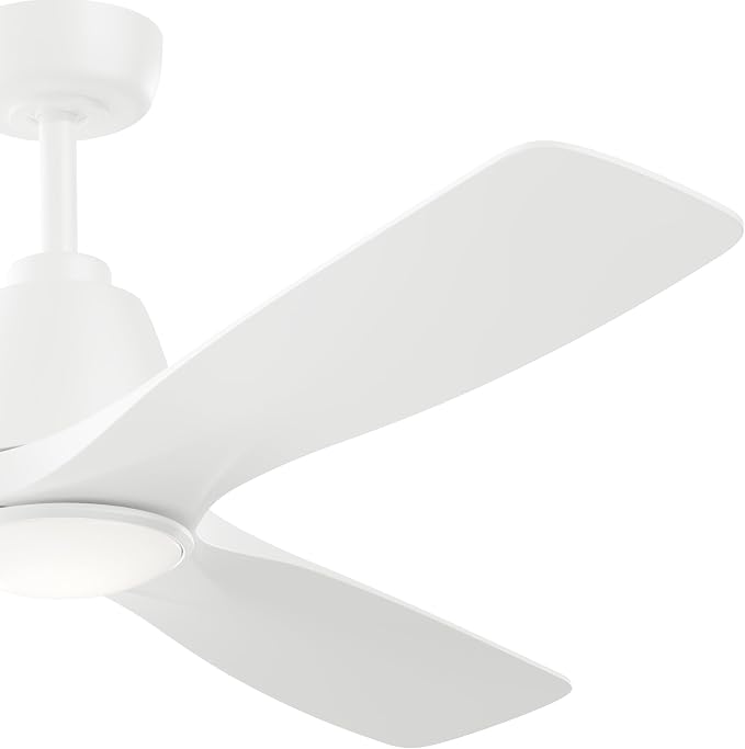 Kichler 54" Volos II 3 Blade Ceiling Fan in Matte White, With White Polycarbonate Lens, Matte White Blades, Easy-to-Install AC Motor, Downrod, 300054-MWH