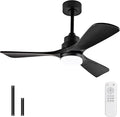 42 Inch Ceiling Fan with Light, 3 Solid Wood Blades, Remote Control, 6-Speed Reversible Quiet DC Motor, Modern White Ceiling Fan for Bedroom Living Room Patio