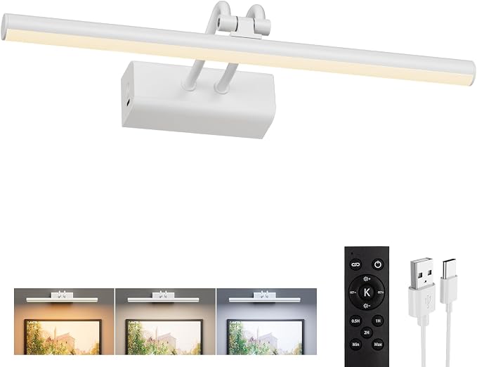 Battery Operated Picture Light for Wall, White