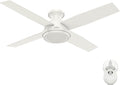 Hunter Dempsey, Indoor, Ceiling Fan, No Light, Modern, 52 inch, Fresh White | Low Profile Mount, Remote Control, 4 Blades, For Bedroom, Living Room, Kitchen, 59248