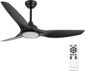52 Inch High CFM Quiet Modern Black Ceiling Fan with Lights Remote Control | DC Motor, 6 Speed, Indoor 3 Blade Ceiling Fan for Bedroom Living Room