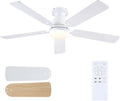 Mpayel 52 Inch Ceiling Fans with Lights and Remote, White Ceiling Fan with Light Flush Mount, Low Noise, Reversible, Dimmable, Modern Low Profile Ceiling Fan with Light for Bedroom Indoor Outdoor