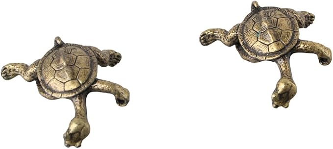2pcs Antique Copper Kung Fu Turtle Stick Incense Holder, Small Turtle Incense for Aromatherapy, Yoga, Meditation, Mini Cute Animal Statue Home Incense Holder