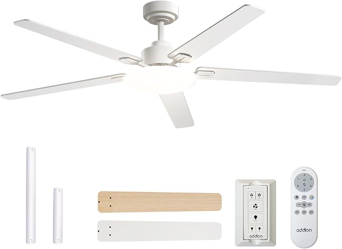 addlon Ceiling Fans with Lights, 60 inch White Ceiling fan with Light and Remote Control, Reversible, 3CCT, Dimmable, Noiseless,Outdoor Ceiling Fan for Patios, Living Room, Indoor/Outdoor Use