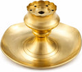 Brass Incense Holder Lotus Stick Incense Burner and Cone Holder with Ash Catcher Agarbatti Stand Artistic Lotus Plate Tray for Pooja Indian Traditional Festival New Year Decor (Size:-3.5")(Golden)