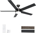 POCHFAN 60 Inch Black Ceiling Fans with Lights and Remote Control, Quiet Modern Ceiling Fan for Bedroom,Living Room, Dining Room,Dimmable 3-Color Temperatures 6-Speed
