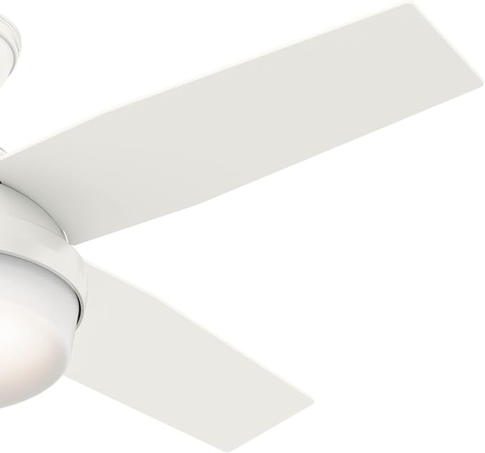Hunter Dempsey, Indoor, Ceiling Fan, Modern, 4 Blades, 44 inch, Fresh White | with LED Light and Remote Control, Standard Mount, For Bedroom, Living Room, Kitchen, 59246
