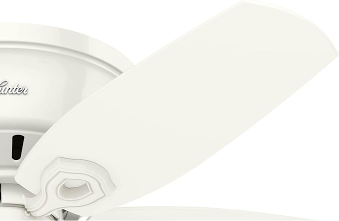 Hunter Builder, Indoor, Ceiling Fan, with LED Lights, 42 inch, Snow White | Low Profile Flush Mount, Pull Chain, 5 Blades, For Bedroom, Living Room, Kitchen, 51090