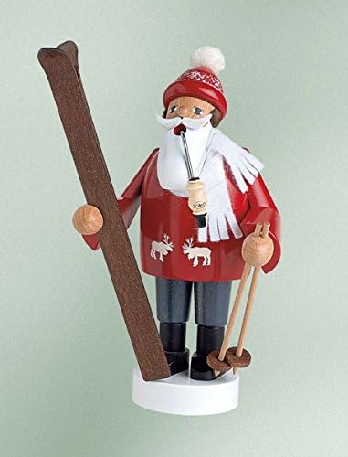 KWO Smoking Men Incense Holder, Skier, 19 cm, Wood, Multicolour, One Size