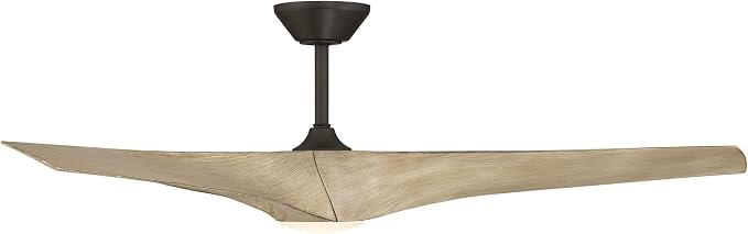 Modern Forms Zephyr 3 Blade 62 in. Indoor and Outdoor Smart Downrod Ceiling Fan with Remote Control - Integrated LED Selectable 4CCT 2700K-3000K-4000K-5000K - Bronze/White Oak