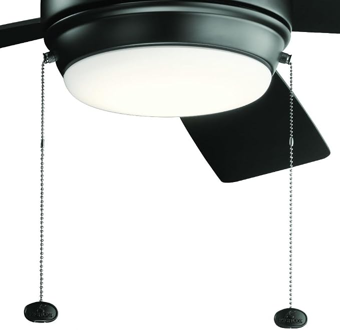 Kichler Starkk 52 in 5-Blade Ceiling Fan with LED Light, Modern Indoor Fan with Etched Cased Opal Glass in Polished Nickel, Reversible Silver and Walnut Blades, 330174PN