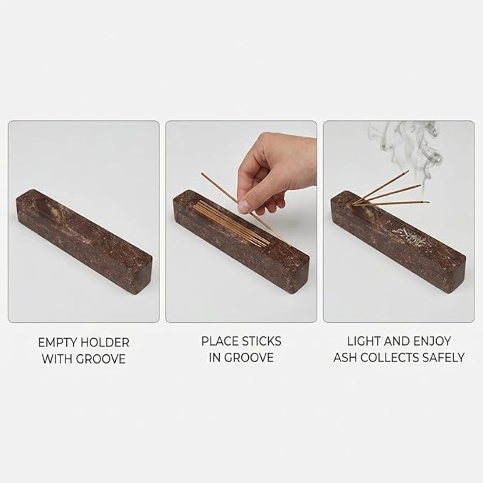 Wooden Incense Holder Burner, Coffin Incense Storage Box Holder for Sticks, Incense-Stick Holder & Ash Catcher with Storage for Meditation, Bedroom, Office (12 Inches)