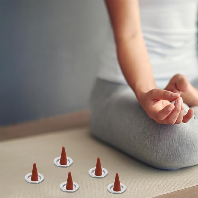 DECHOUS Metal Incense Tray Holder 10-Pack Small Tower Incense Burner Trays 1.2 Inch for Home Aromatherapy Yoga Meditation and Home D Cor