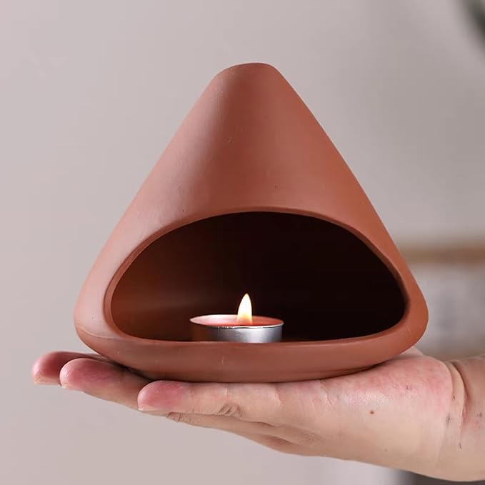 Ceramic Incense Holder Palo Santo Holder Handcrafted Dual-Use for Sage Sticks Cones Incense Burner for Yoga Meditation Aromatherapy Healing Home Decor Red (Style D)
