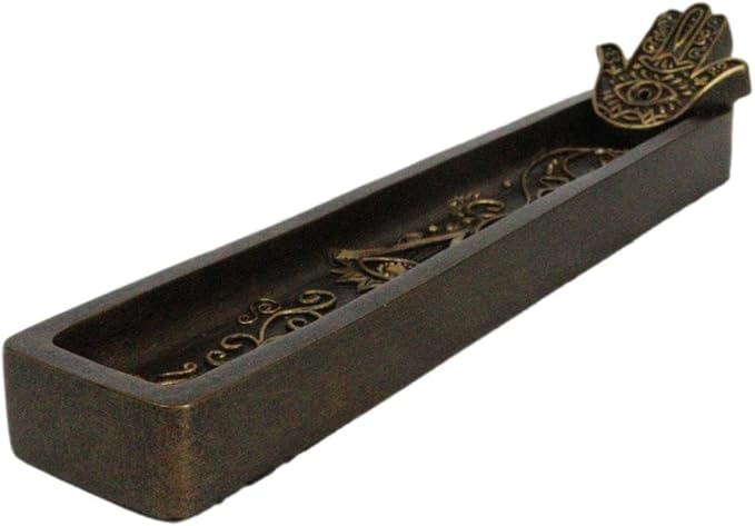 Ebros Gift Sacred Symbol Amulet Hand of God Hamsa Palm Eye of Providence Incense Stick Holder Burner Figurine Zen Feng Shui Vastu Home Fragrance Tabletop Altar Decor