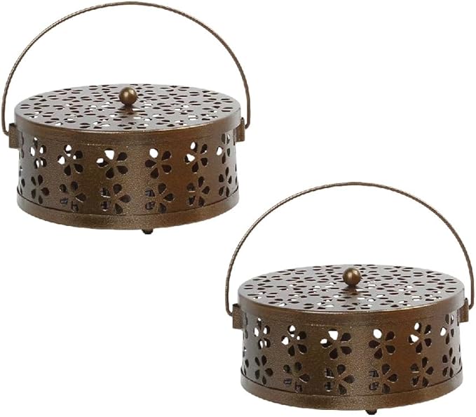 2PCS Corolful Mosquito Coil Holder，Portable Outdoor Incense Holder，Antique Style Lamp Metal Incense