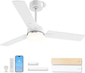 LANMEL Ceiling Fan with Light, Modern Flush Mount Low Profile with Remote Control, Reversible, 3CCT Dimmable, Quiet,LED for Bedroom, Living Room, Indoor/Outdoor Patio Use 42 Inch Silver & White