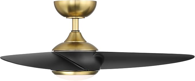 WAC F-094L-SB/MB Loft 38" Outdoor Ceiling Fan with LED Lights and Remote, Soft Brass Matte Black