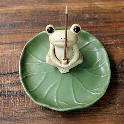 Sizikato Cute Frog Incense Burner Incense Holder with Lotus Leaf Tray.
